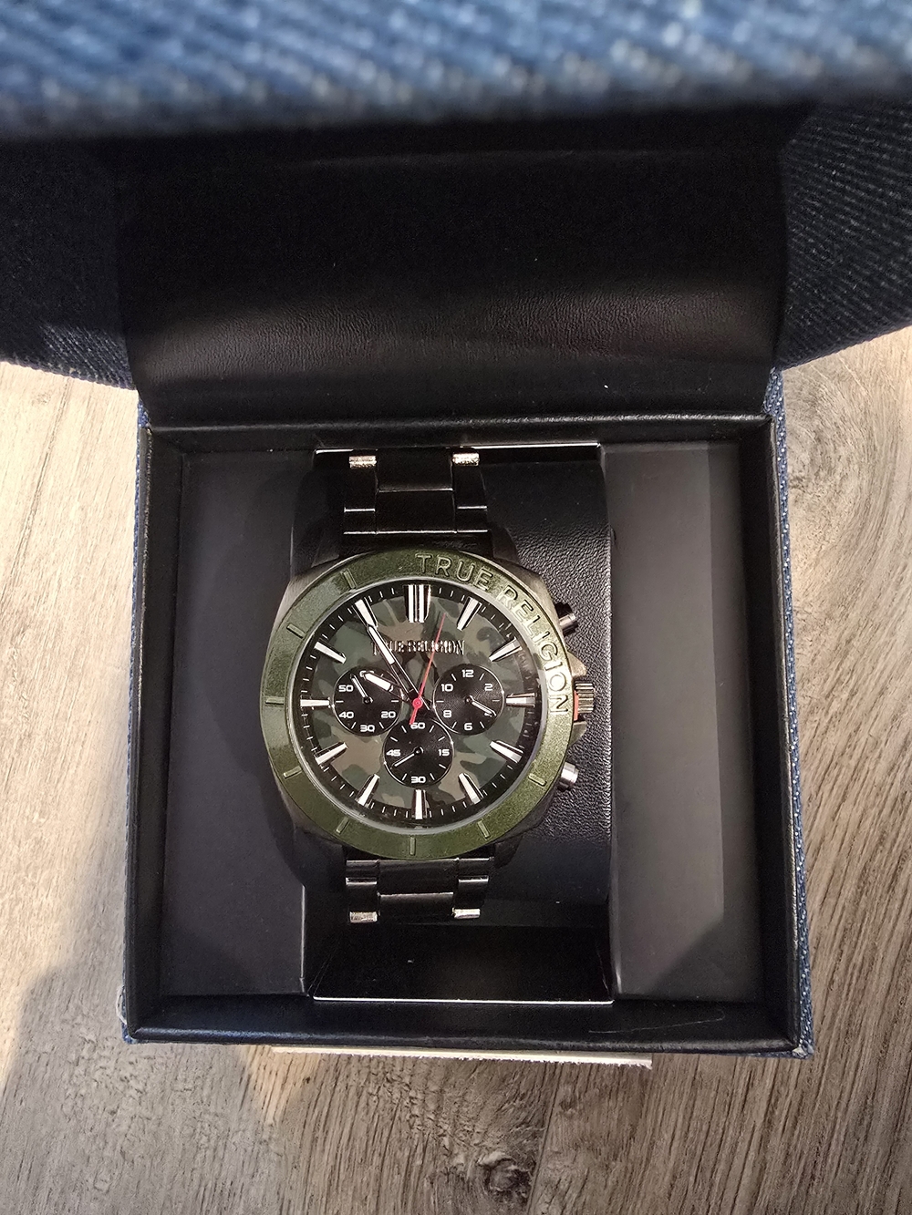 True Religion Green and Black Chronograph Bracelet Watch